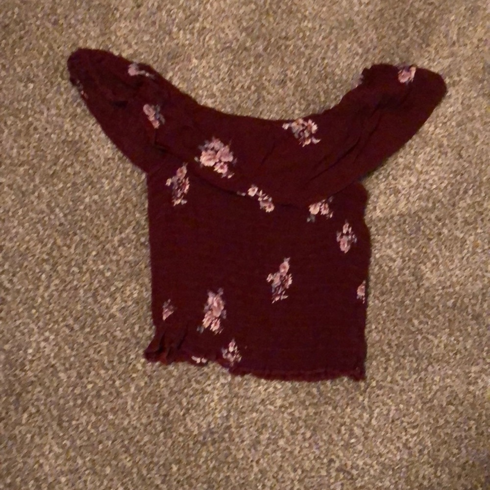 burgundy shirt